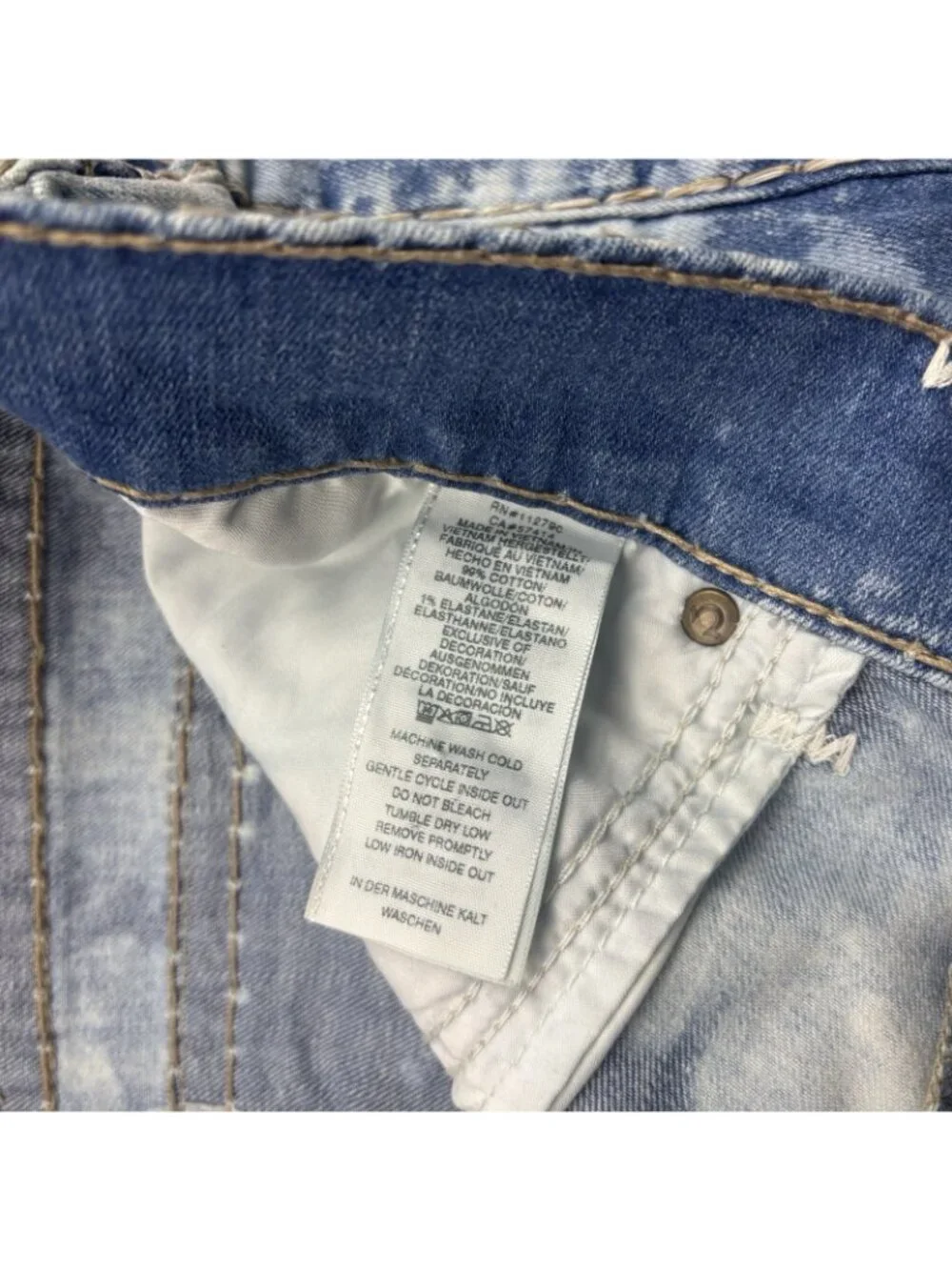 True Religion Ricky Relaxed Straight Jeans Acid Wash Blue Denim Men’s Size 38